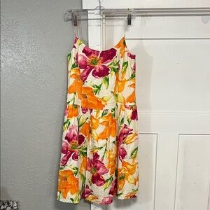 LAUREN RALPH LAUREN LINEN FLORAL MIDI DRESS 8